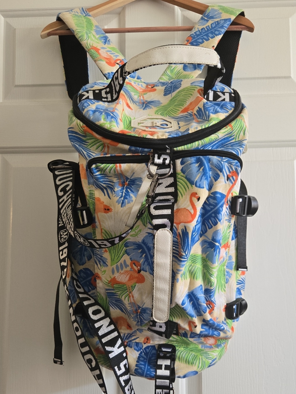 Tropical Print Men’s Backpack — Blue & Green